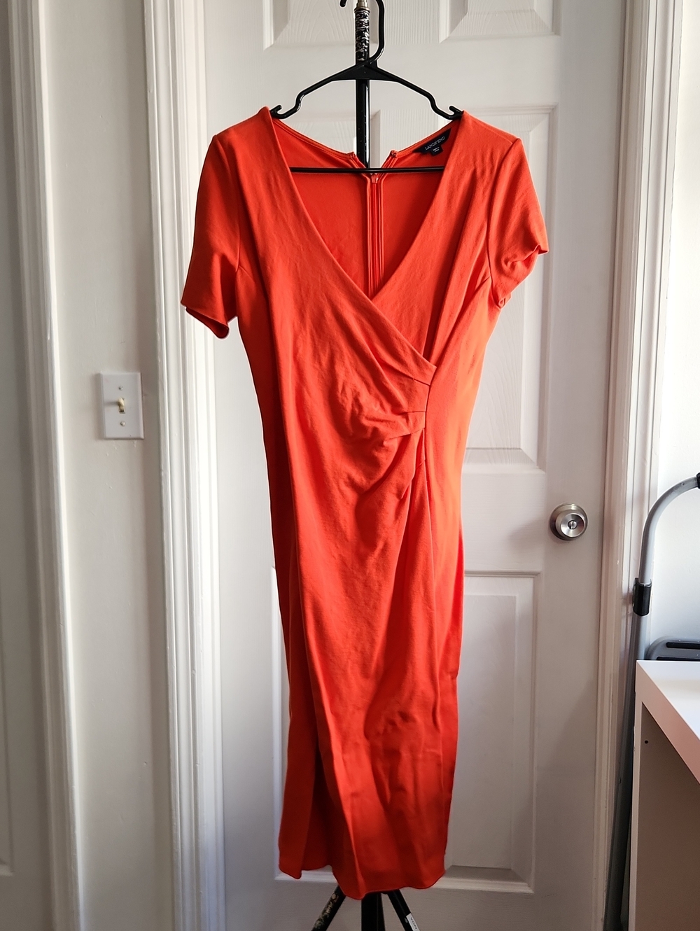 Lands' End Bright Orange Wrap-Style Midi Dress